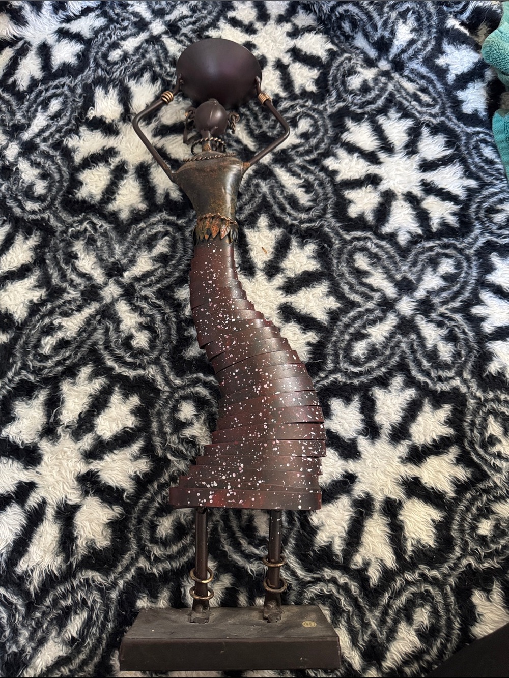 Handcrafted Brown Metal Tribal Figurine Accent Statue
